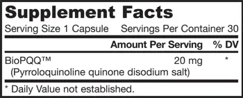 Jarrow Formulas PQQ 20 mg В подкрепа на митохондриалната биогенеза х 60 капсули