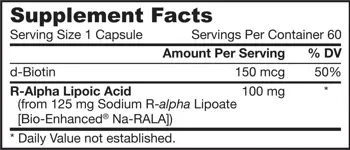 Jarrow Formulas R-Alpha Lipoic Acid + Biotin За енергиен метаболизъм и антиоксидантна защита
