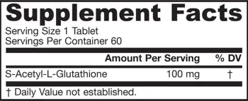 Jarrow Formulas S-Acetyl L-Glutathione 100 mg - 60 Таблетки, 60 Дози