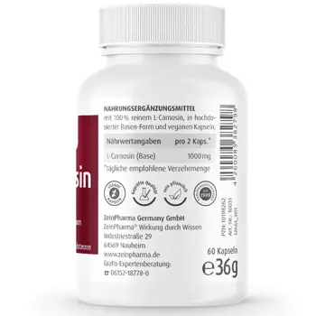ZEINpharma L-Carnosine 500 mg За клетъчно здраве и дълголетие х 60 капсули