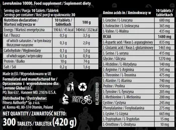 Kevin Levrone LevroAMINO 10000 Аминокиселини за възстановяване и мускулен растеж х 300 Таблетки