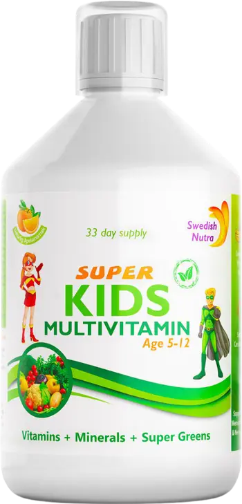 Swedish Nutra Kids Multivitamin Vitamins + Minerals + Super Greens за деца 5-12 години