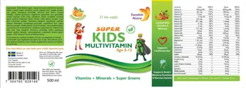 Swedish Nutra Kids Multivitamin Vitamins + Minerals + Super Greens за деца 5-12 години