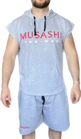 Комплект къси панталони и потник с качулка - Сив / Tank Top Hoodie and Shorts Set - Grey