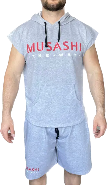 Комплект къси панталони и потник с качулка - Сив / Tank Top Hoodie and Shorts Set - Grey