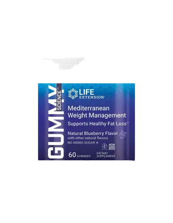 Life Extension Mediterranean Weight Management Контрол на теглото, 60 желирани таблетки с вкус на боровинки