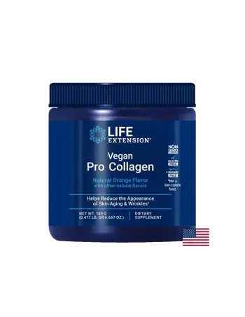 Life Extension Vegan Pro Collagen За коса и кожа, 189 g прах, с аромат на портокал