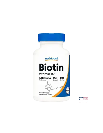 Nutricost Biotin 5000 µg За здрава коса, кожа и нокти х 150 софтгел капсули