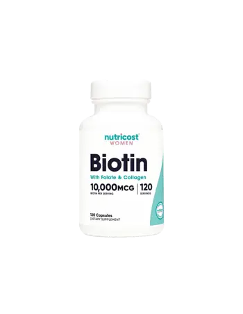 Nutricost Biotin с Фолат и Колаген За здрава коса, кожа и нокти х 120 капсули