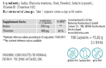 Bioherba Kudzu Root 350 mg Корен от Кудзу с Витамин B1 х 100 капсули