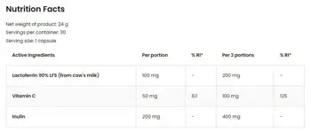 OstroVit Lactoferrin LFS 90% Лактоферин - 60 капсули, 60 дози