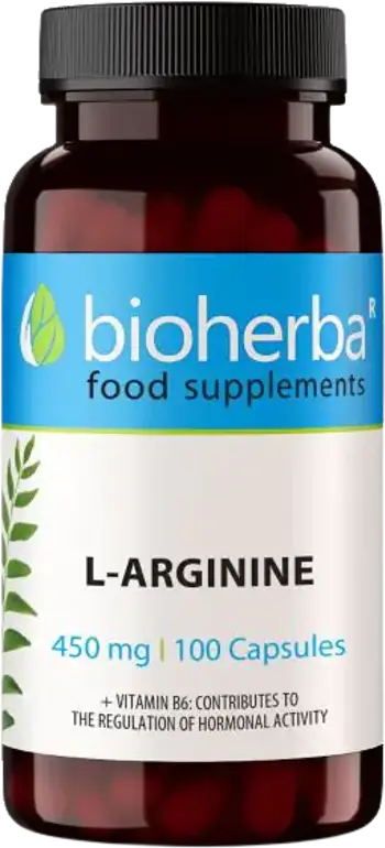 Bioherba L-Arginine 560 mg с Витамин B6 за мускулен растеж и сърдечносъдово здраве
