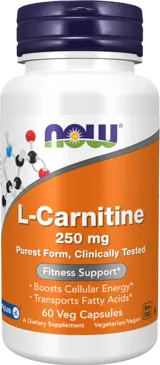 NOW Foods L-Carnitine 250 мг Carnipure™ L-Карнитин Тартрат - 60 веге капсули, 30 дози