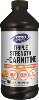 NOW Foods L-Carnitine Liquid 3000 мг Течен L-Карнитин - 465 мл, 32 дози