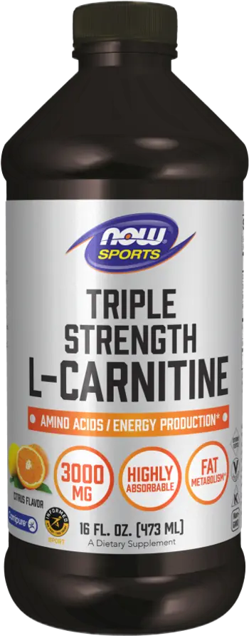 NOW Foods L-Carnitine Liquid 3000 мг Течен L-Карнитин - 465 мл, 32 дози