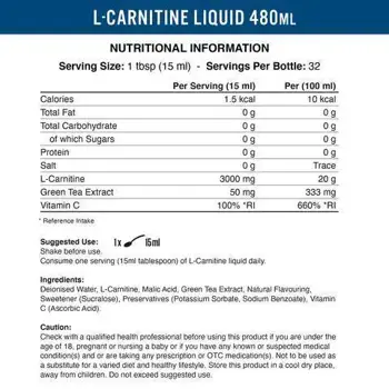 Applied Nutrition L-Carnitine Liquid 3000 With Green Tea За изгаряне на мазнини и енергия