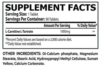 Core Champs L-Carnitine Tabs 1000 mg Таблетки за изгаряне на мазнини