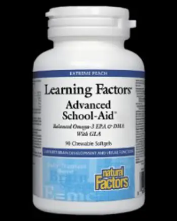 Natural Factors Learning Factors Advanced School Aid За мозъчна функция и зрение 90 дъвчащи дражета