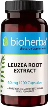 Bioherba Leuzea Root Extract 60 mg Екстракт от Левзея корен за енергия и възстановяване х 100 капсули