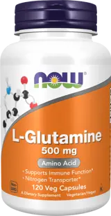 NOW Foods L-Glutamine 500 мг Глутамин - 120 веге капсули, 120 дози