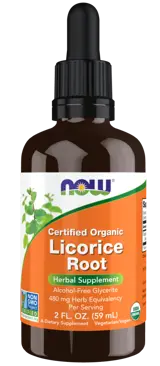 NOW Foods Licorice Root Glycerite Drops Certified Organic Корен от Женско Биле - 59 мл, 37 дози