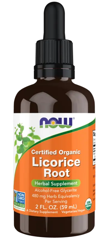 NOW Foods Licorice Root Glycerite Drops Certified Organic Корен от Женско Биле - 59 мл, 37 дози