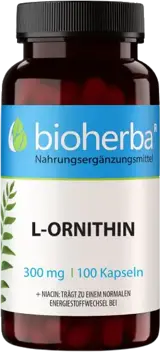 Bioherba L-Ornithine 300 mg Л-Орнитин за детоксикация и енергия х 100 капсули