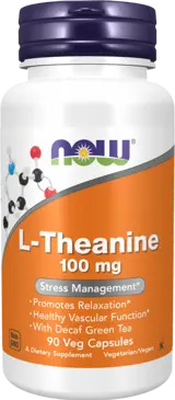 NOW Foods L-Theanine 100 мг Теанин -  90 веге капсули, 90 дози