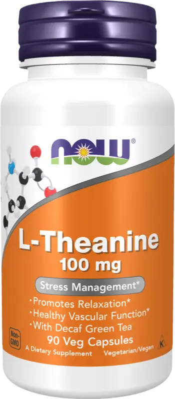 NOW Foods L-Theanine 100 мг Теанин -  90 веге капсули, 90 дози
