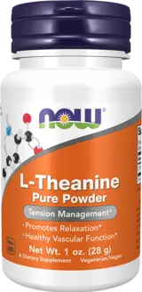 NOW Foods L-Theanine Pure Powder L-Теанин на Прах - 28 грама, 93 дози