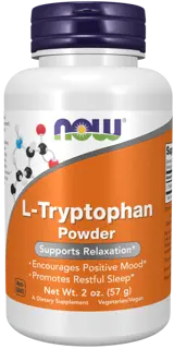 NOW Foods L-Tryptophan Powder L-Триптофан на Прах - 57 грама, 57 дози