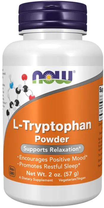 NOW Foods L-Tryptophan Powder L-Триптофан на Прах - 57 грама, 57 дози
