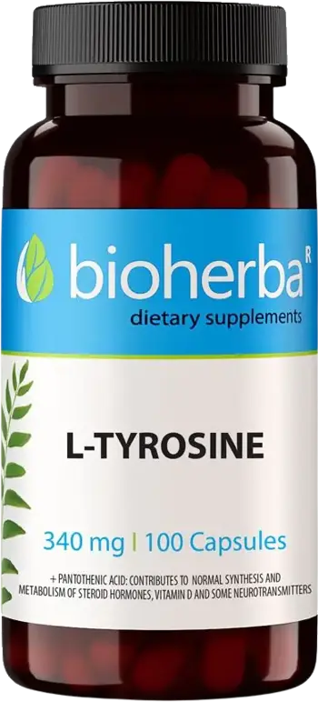 Bioherba L-Tyrosine 340 mg С Пантотенова киселина за фокус и енергия х 100 капсули