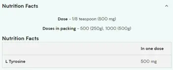 MyProtein L-Tyrosine Powder L-Тирозин на Прах - 250 грама, 500 дози
