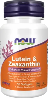 NOW Foods Lutein & Zeaxanthin Лутеин + Зеаксантин - 60 гел капсули, 60 дози
