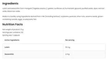 OstroVit Lutein 18 мг + Zeaxanthin 2 мг Лутеин + Зеаксантин - 60 капсули, 60 дози