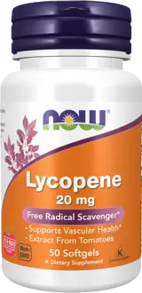 NOW Foods Lycopene 20 мг LYC-O-MATO® Ликопен - 50 гел капсули, 50 дози