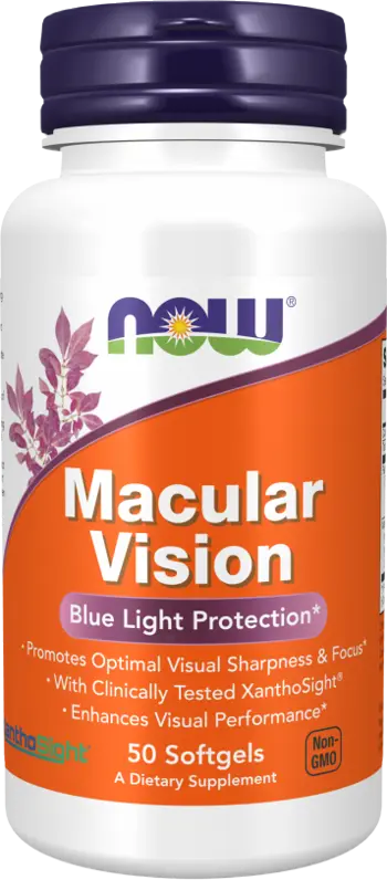 NOW Foods Macular Vision Blue Light Protection Специализирана Формула в Подкрепа на Зрението - 50 гел капсули, 50 дози