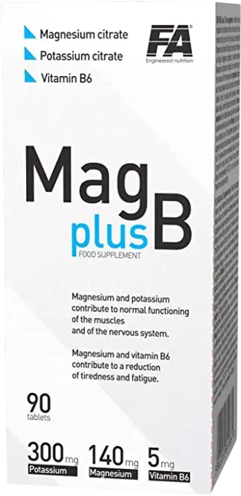 FA Nutrition Mag plus B Магнезий, Калий и Витамин В6 - 90 таблетки, 45 дози