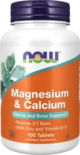 NOW Foods Magnesium & Calcium with Vitamin D3 & L-OptiZinc Калций и Магнезий + Витамин D3 и Цинк