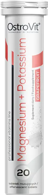OstroVit Magnesium + Potassium + B6 Effervescent Магнезий + Калий + Витамин B6 - 20 разтворими таблетки, 20 дози