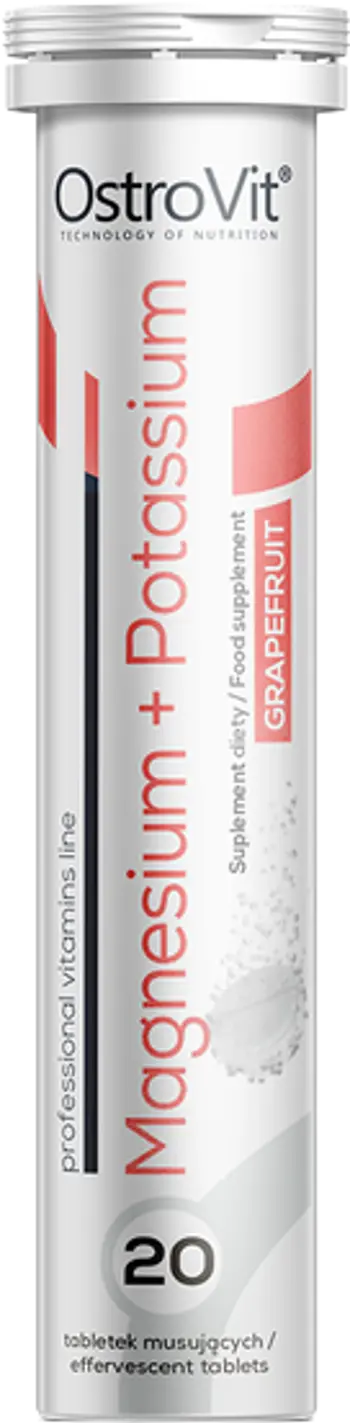 OstroVit Magnesium + Potassium + B6 Effervescent Магнезий + Калий + Витамин B6 - 20 разтворими таблетки, 20 дози