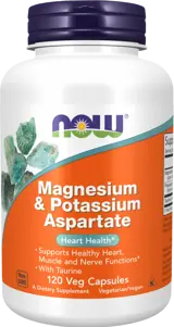 NOW Foods Magnesium & Potassium Aspartate Магнезиев и Калиев Аспартат + Таурин - 120 веге капсули, 60 дози