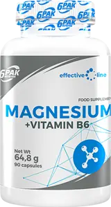 6PAK Nutrition Magnesium + Vitamin B6 Mагнезий + Витамин B6 - 90 капсули, 45 дози
