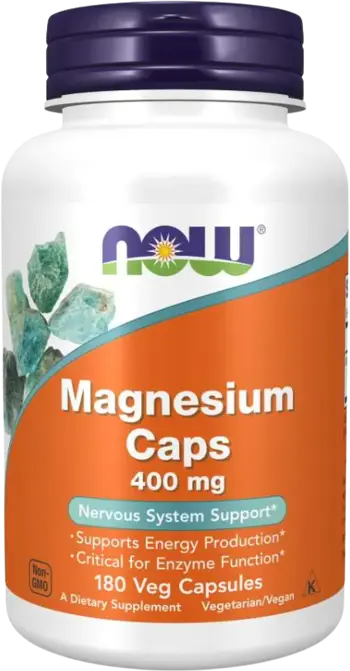 NOW Foods Magnesium Caps 400 мг Maгнeзиев Комплекс - 180 веге капсули, 180 дози