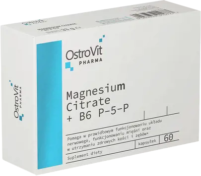 OstroVit Magnesium Citrate + B6 P-5-P Blisters Магнезиев Цитрат + Витамин B6 P-5-P - 60 капсули, 60 дози