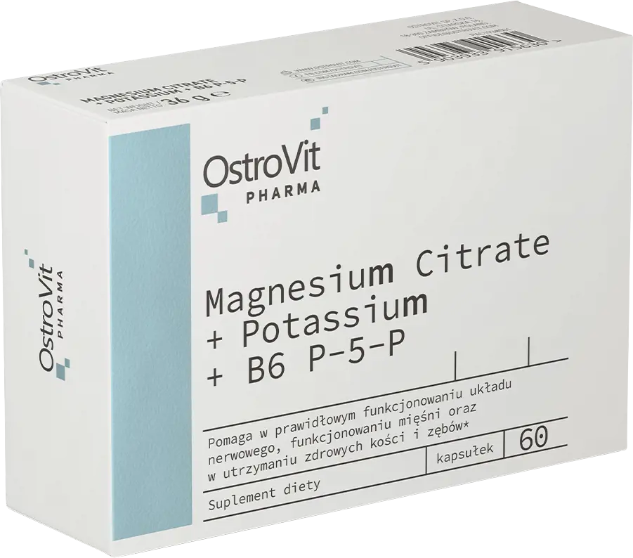 OstroVit Magnesium Citrate + Potassium + B6 P-5-P Blisters Магнезиев Цитрат, Калий, Витамин В6 P-5-P - 60 капсули, 20 дози