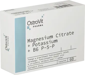 OstroVit Magnesium Citrate + Potassium + B6 P-5-P Blisters Магнезиев Цитрат, Калий, Витамин В6 P-5-P - 60 капсули, 20 дози