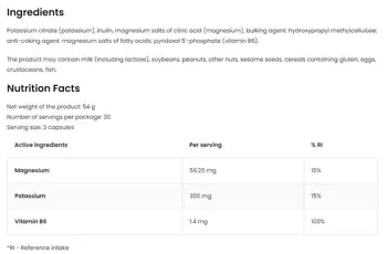 OstroVit Magnesium Citrate + Potassium + B6 P-5-P Магнезиев Цитрат + Калий + Витамин B6 P-5-P - 90 капсули, 30 дози