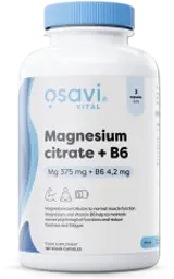 Osavi Magnesium Citrate 375 mg + B6 | P-5-P Магнезий с Витамин B6 за Мускули и Нервна Система х 180 капсули